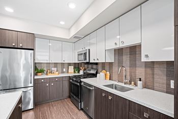 Modern kitchen at l seven apartments in san francisco, ca 94103